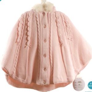 Charming Pink Knitted Kids Cape